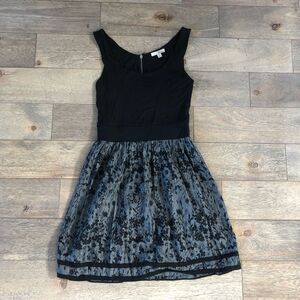 Black Sleeveless Dress with Floral Printed Skirt Size S